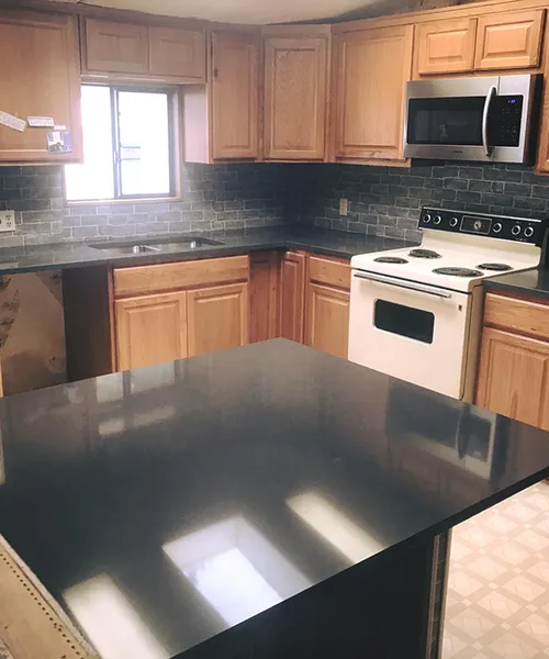 New cabinets, new countertops (shadow gray) & new tile in Everett 